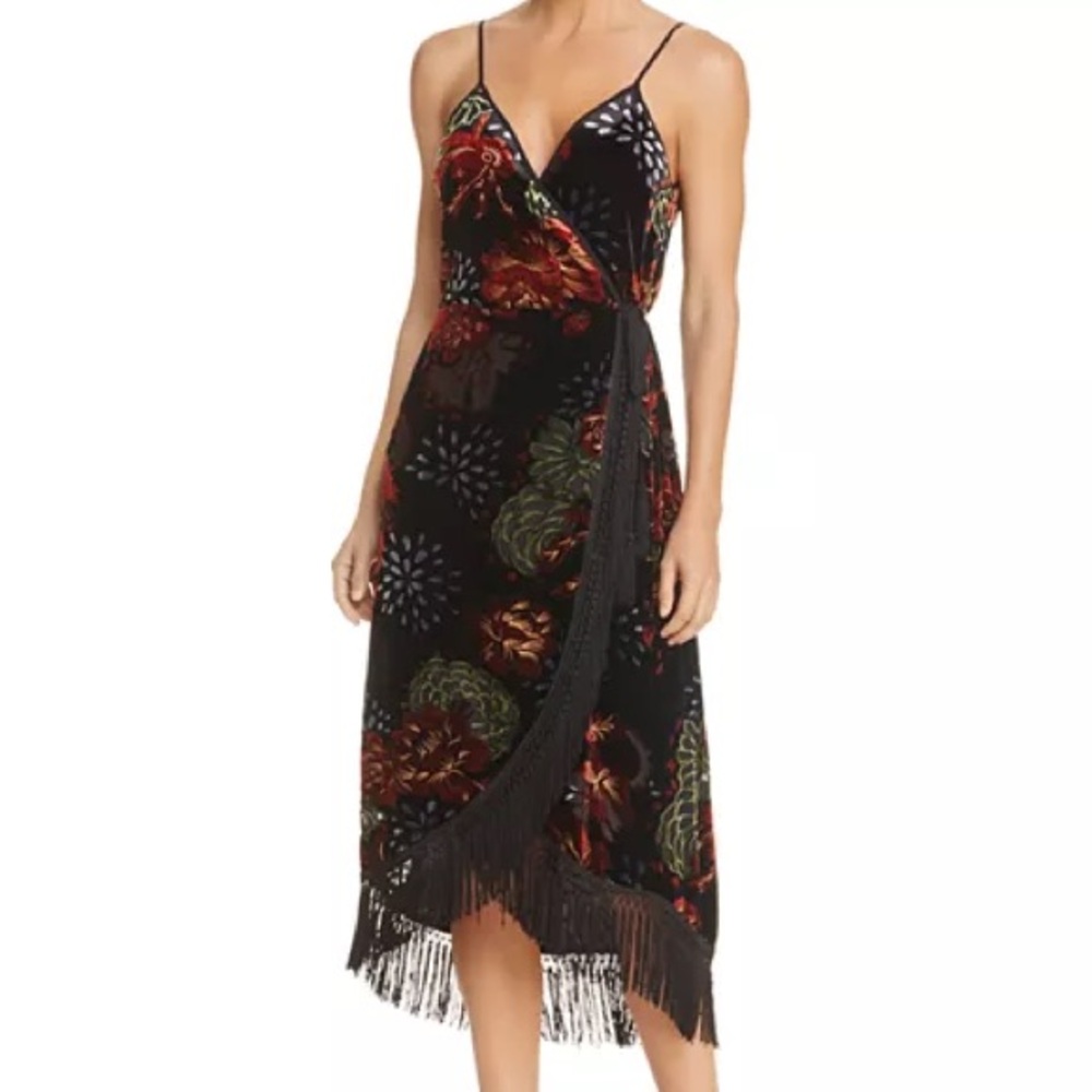 Band of Gypsies Black Floral Midi Dress